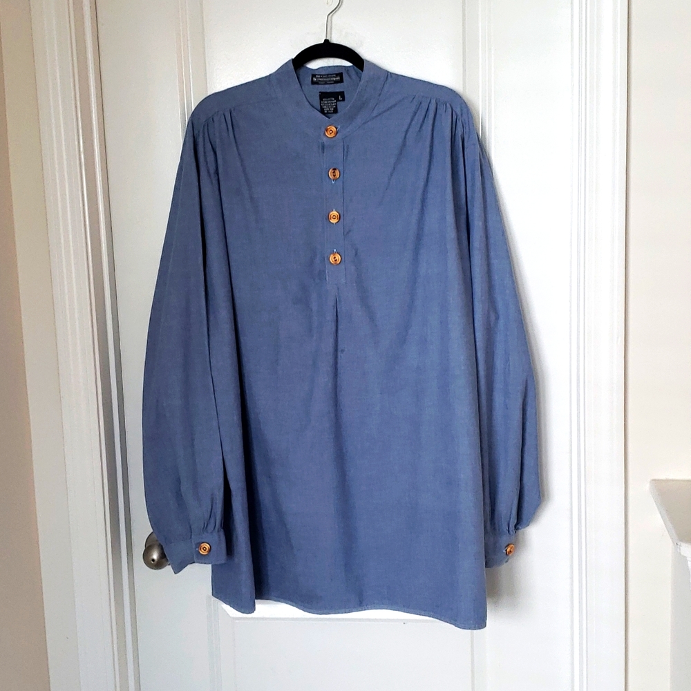 The J. Peterman Company Kaftan Mini Blue jean Vintage dress